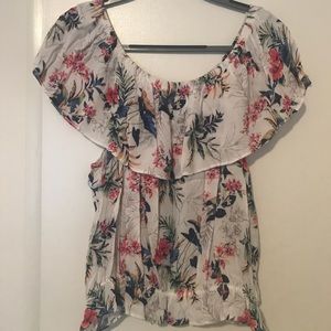 American Eagle floral off shoulder top